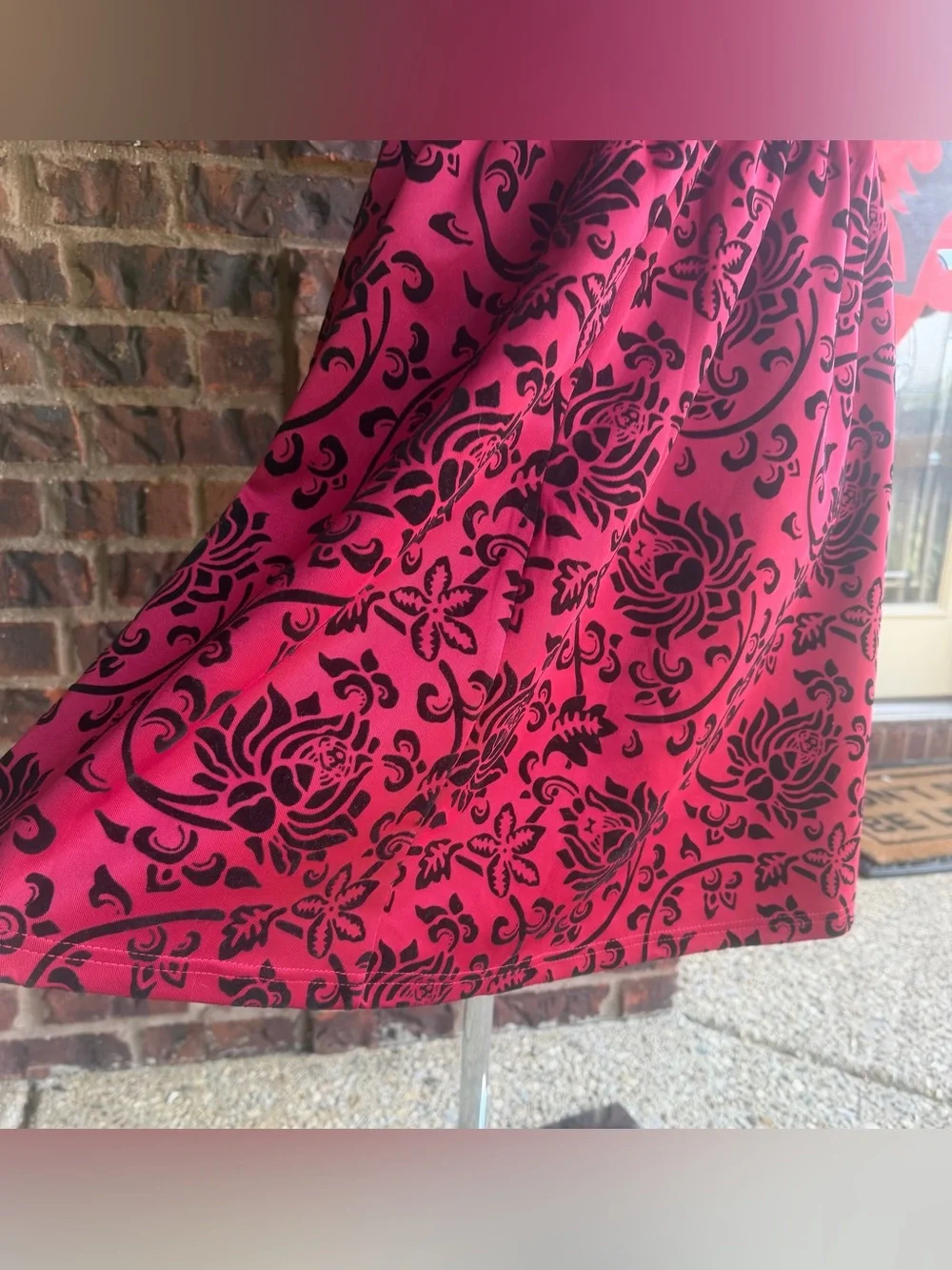 Coco Love Red Floral Flocked Fit & Flare Dress Sleeveless Size S